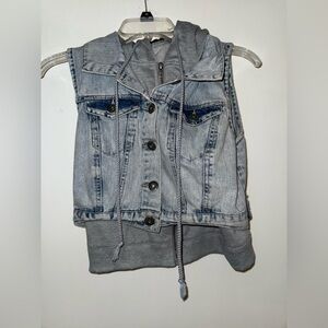 Denim Vest with Hoodie